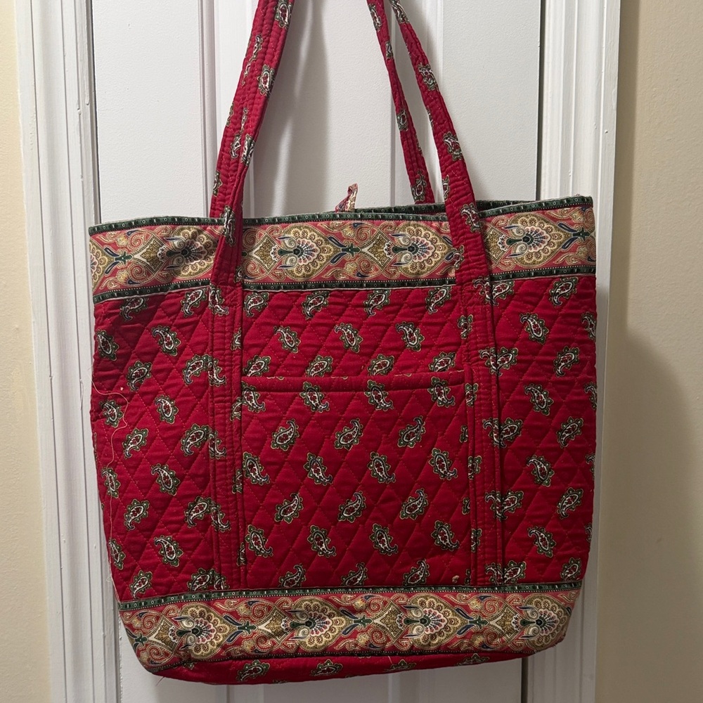 Vera Bradley Miller Tote in Apple Red Paisley Pattern